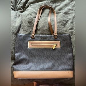 Michael Kors Black and Tan Jet Set Tote Bag